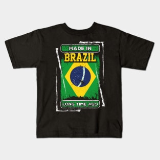 Brazil Flag Born Distressed Novelty Gift Kids T-Shirt